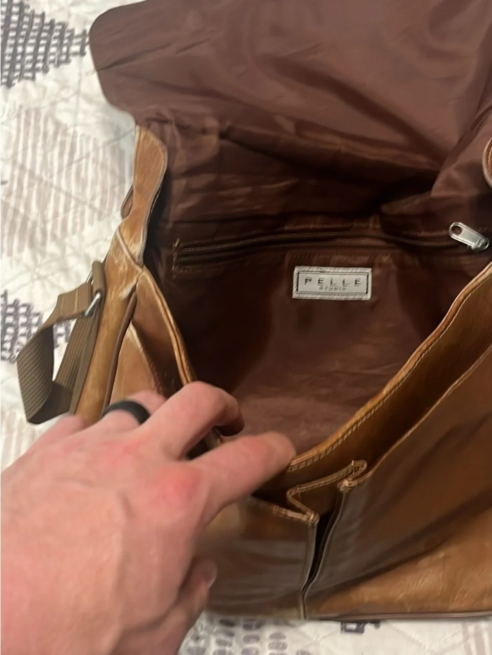 Men's Leather Messenger Bag in Brown with Adjustable Strap